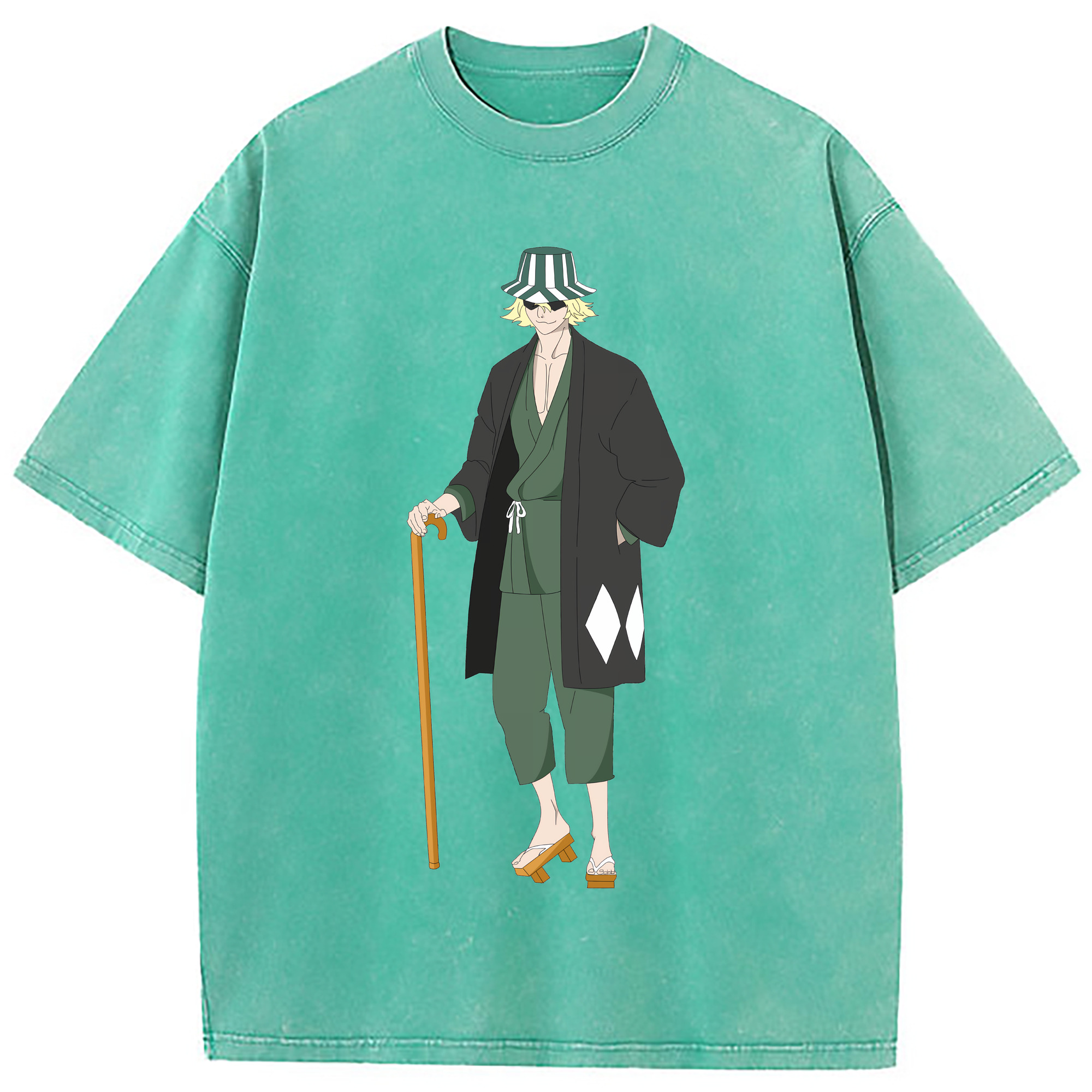 （画像用） "ブリーチ 浦原 喜助（うらはら きすけ） BLEACH Urahara Kisuke " 綿100% ヴィンテージ風 半袖Tシャツ（フロントプリント）